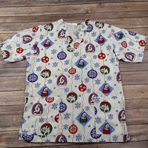 Disney 101 Dalmatians XS Christmas Scrub Top - Picture 3 of 7